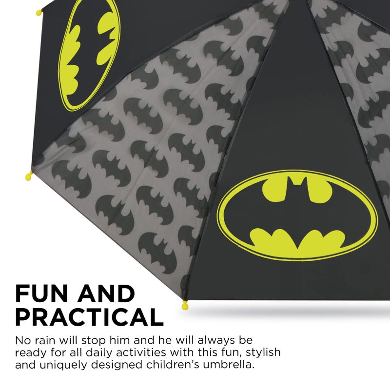 DC Comics Little Kids Umbrella and Lightweight Rain Slicker Set for Boys, Black Batman, Age 4-5 - Image 4